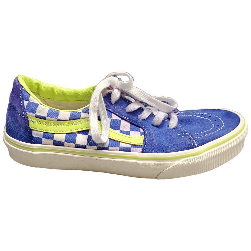 Vans Sk8 Low Top Sneaker Men 8.5 Women‎ 10 Blue Green Suede Checkboard 721356